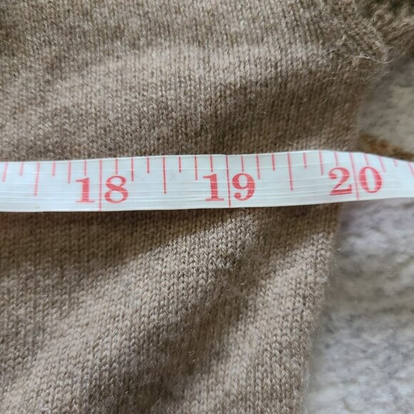 Garnet Hill 100% Cashmere Sweater Small Beige Tan Cowl Neck Textured Knit Sleeve - Picture 8 of 9